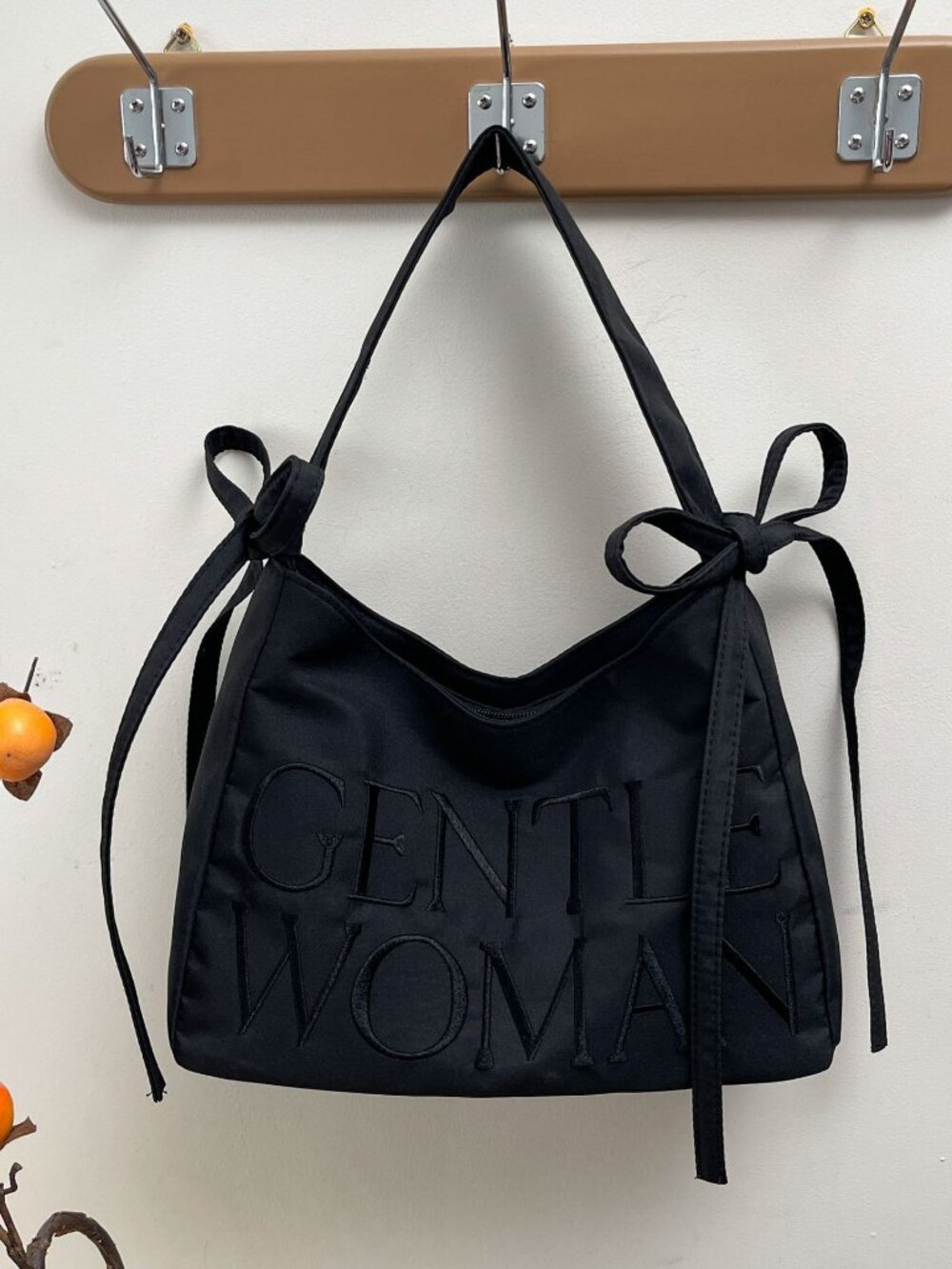Black Nylon Bow Shoulder Bag Boutique NWOT
